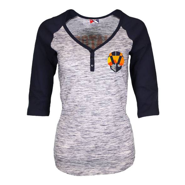 Women's Las Vegas Aviators New Era Aviator Gray/Navy Raglan 3/4 Sleeve T-Shirt