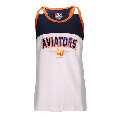 Girls' Las Vegas Aviators New Era Aviators Winged LV Baby Jersey White/Navy Double Spaghetti Strap Racerback Tank