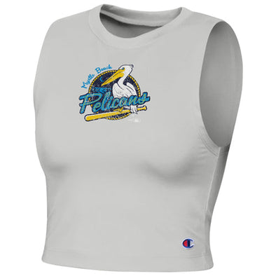 Myrtle Beach Pelicans Champion Ladies Silver Primary Inline Crop Tank