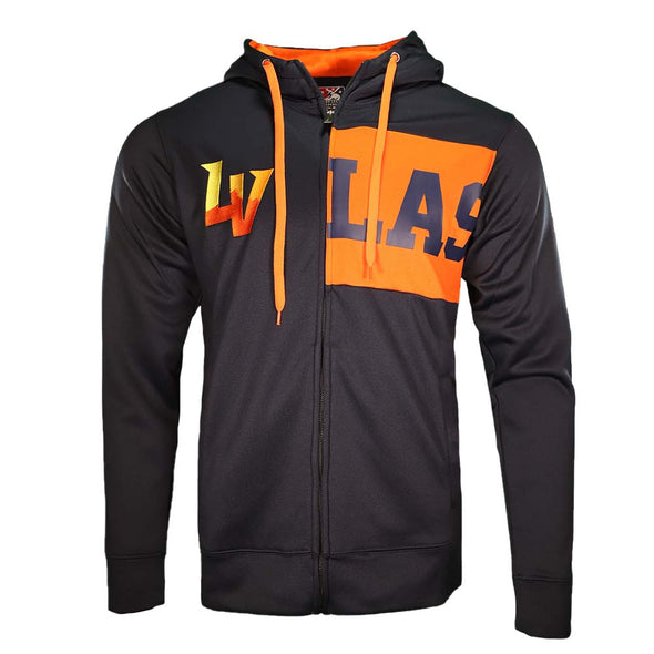 Men's Las Vegas Aviators New Era LV/LAS Navy/Orange Colorblock Fleece Full Zip Hoodie