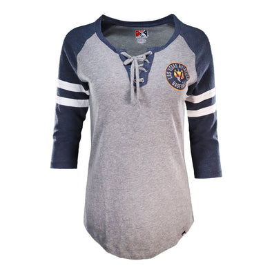 Women's Las Vegas Aviators New Era LVAB Aviator Gray/Navy Raglan 3/4 Sleeve T-Shirt