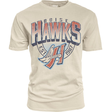 BOISE HAWKS RETRO H-WING TEE, CREAM
