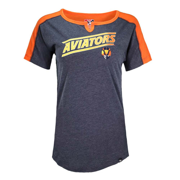 Women's Las Vegas Aviators New Era Diagonal Navy/Orange V-Notch Short Sleeve T-Shirt