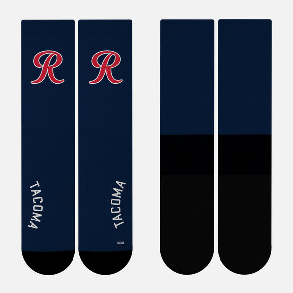 Tacoma Rainiers Navy R Logo Socks