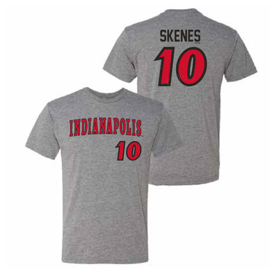 Indianapolis Indians Adult Grey Road Paul Skenes Name and Number Tee
