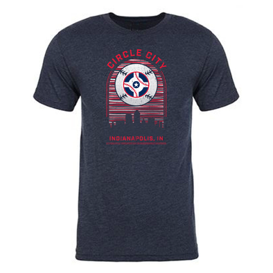 Indianapolis Indians Adult Navy Circle City Skyline Tee