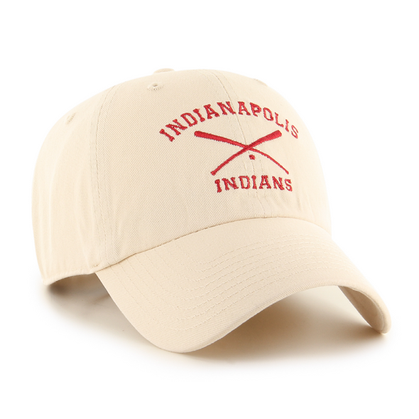 Indianapolis Indians '47 Adult Natural/Red Cross Bats Adjustable Clean Up Cap