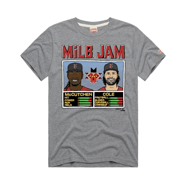 Indianapolis Indians Adult MiLB Jam Grey Andrew McCutchen and Gerrit Cole Tee