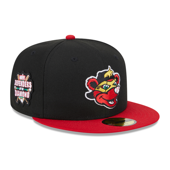 Indianapolis Indians Black/Red Rowdie Marvel's Defenders of the Diamond Authentic On-Field New Era 59FIFTY Cap