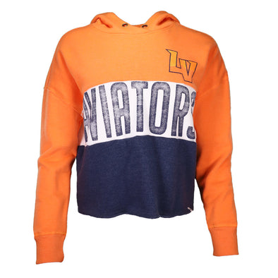 Women's Las Vegas Aviators '47 Brand LV/Aviators Orange/White/Navy Lizzy Cut Off Fleece Hoodie