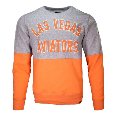 Men's Las Vegas Aviators '47 Brand LVA Gray/Orange Gibson Emerson Fleece Crewneck Sweater