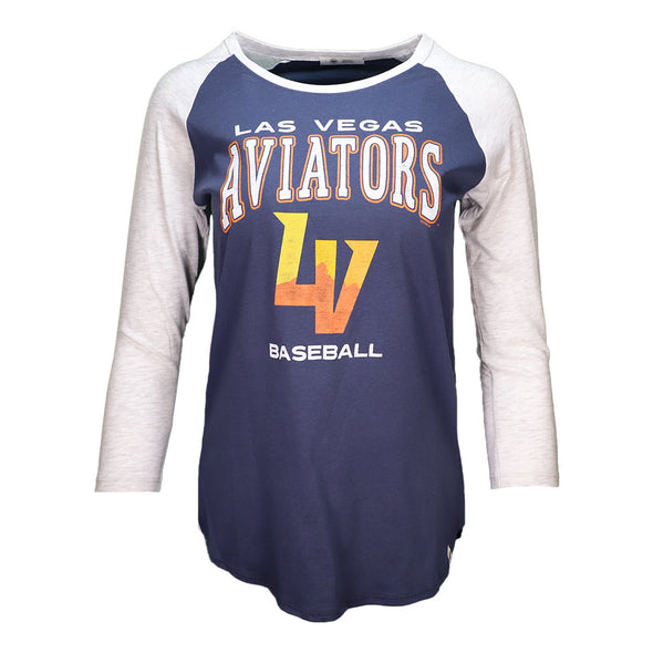 Women's Las Vegas Aviators '47 Brand LVAB Heatwave Navy/White Frankie Raglan 3/4 Sleeve T-Shirt