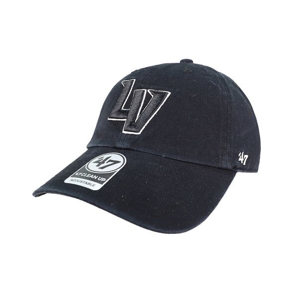 Las Vegas Aviators '47 Brand LV Black/White Outline Clean Up Strapback Hat