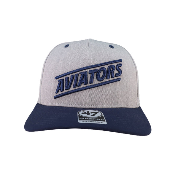 Las Vegas Aviators '47 Brand Aviators Diagonal Fly Out Gray/Navy Midfield Snapback Hat