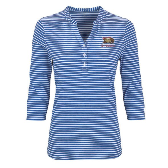 Pawtucket Hot Wieners Women's Blue Nailhead Stripe Polo