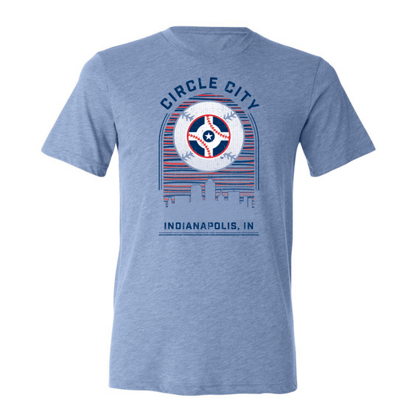 Indianapolis Indians Adult Light Blue Circle City Skyline Tee