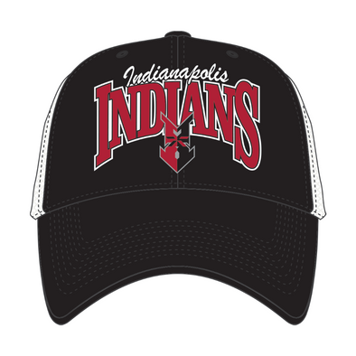 Indianapolis Indians '47 Adult Black Keystone Mesh MVP Adjustable Trucker Snapback Cap