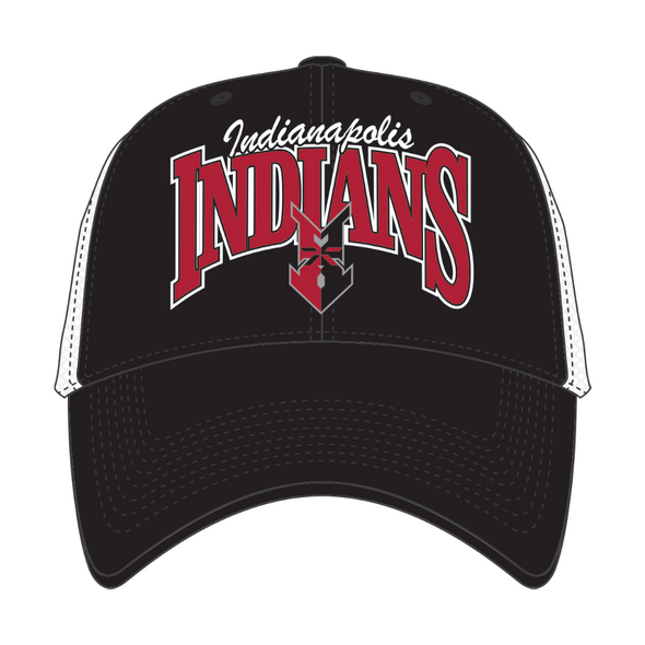 Indianapolis Indians '47 Adult Black Keystone Mesh MVP Adjustable Trucker Snapback Cap