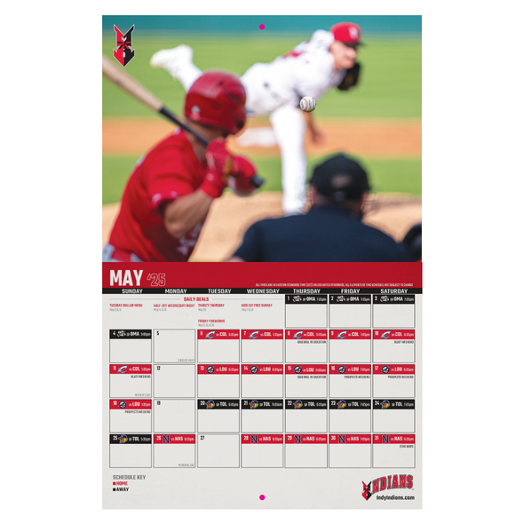 Indianapolis Indians 2025 Wall Calendar