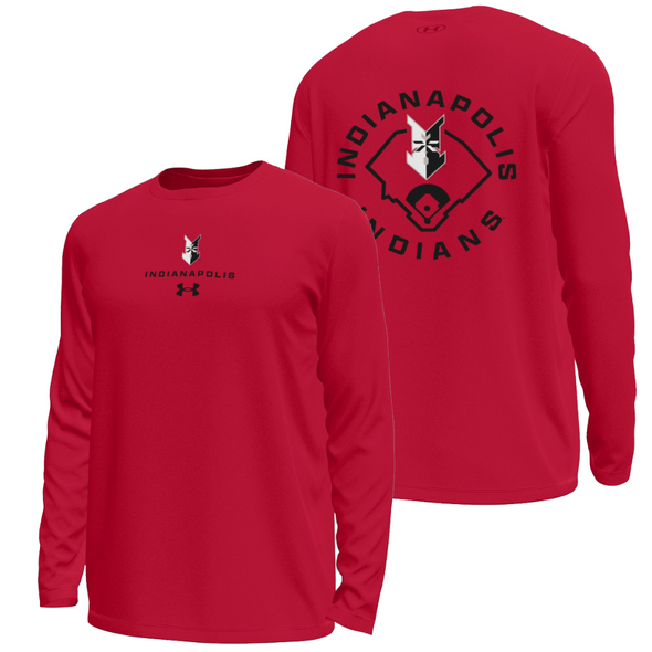 Indianapolis Indians Adult Red Field Under Armour Motion Tech Long Sleeve Tee