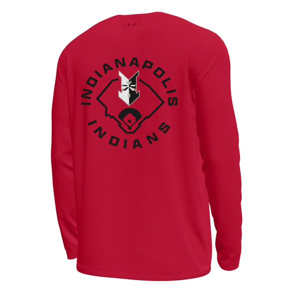 Indianapolis Indians Adult Red Field Under Armour Motion Tech Long Sleeve Tee