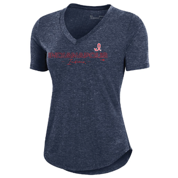 Indianapolis Indians Women's Navy 1950's/60's Under Armour Performance V-Neck Cotton Tee