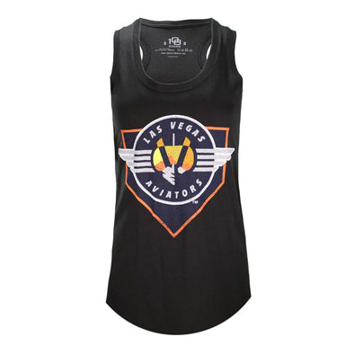 Women's Las Vegas Aviators 108 Stitches Retro Logo Home Plate Black Vintage Tank