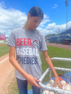 BRP New! Beer. Baseball. Spiedies/ Hthr Gray T-Shirt by 108 Stitches