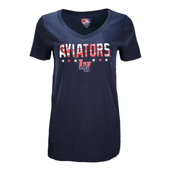 Women's Las Vegas Aviators New Era 2022 4th of July Aviators LV Navy V-Neck Short Sleeve T-Shirt