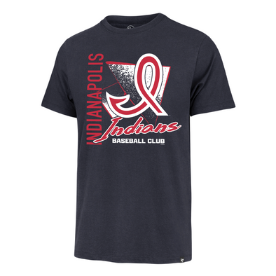 Indianapolis Indians '47 Adult Navy 50's Side Arm Franklin Tee