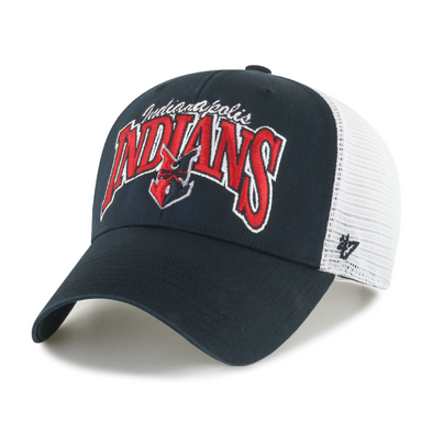 Indianapolis Indians '47 Adult Black Keystone Mesh MVP Adjustable Trucker Snapback Cap
