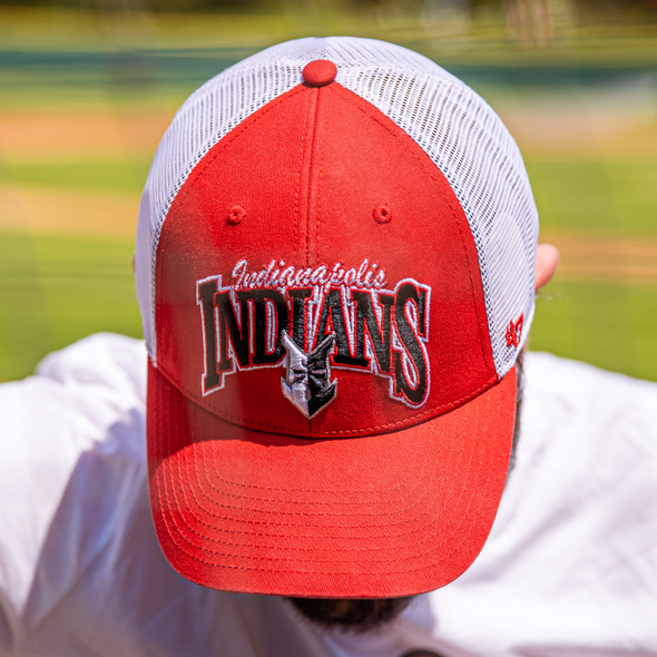 Indianapolis Indians '47 Adult Red Keystone Mesh MVP Adjustable Trucker Snapback Cap