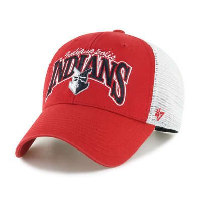 Indianapolis Indians '47 Adult Red Keystone Mesh MVP Adjustable Trucker Snapback Cap