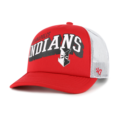 Indianapolis Indians '47 Adult Red Meander Foam Adjustable Trucker Snapback Cap