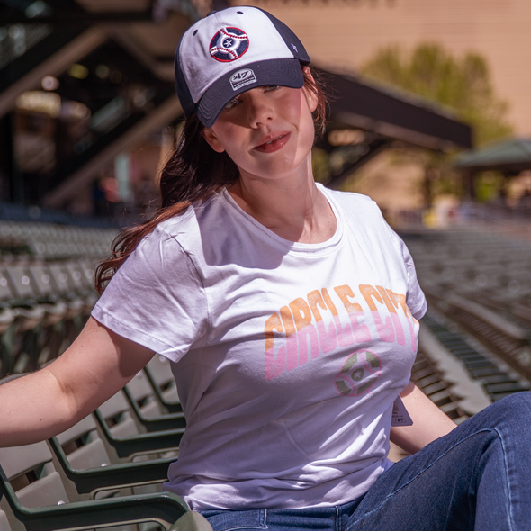 Indianapolis Indians '47 Women's White Circle City Far Out Frankie Tee