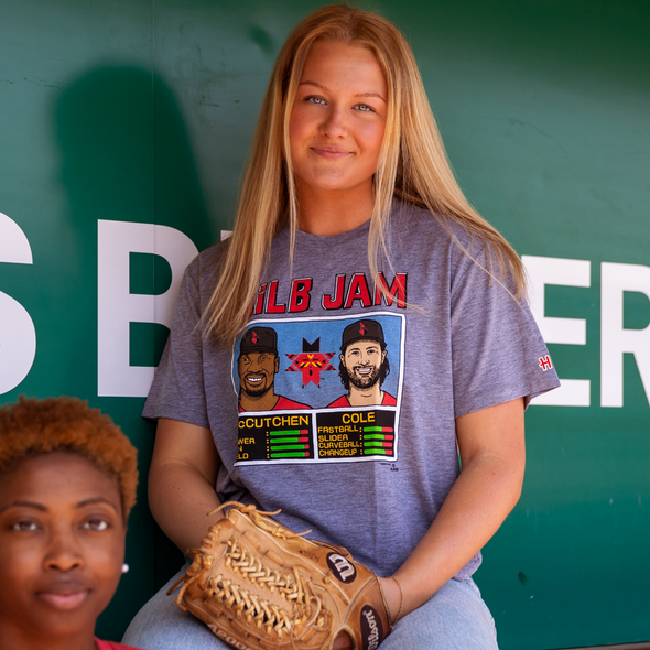 Indianapolis Indians Adult MiLB Jam Grey Andrew McCutchen and Gerrit Cole Tee