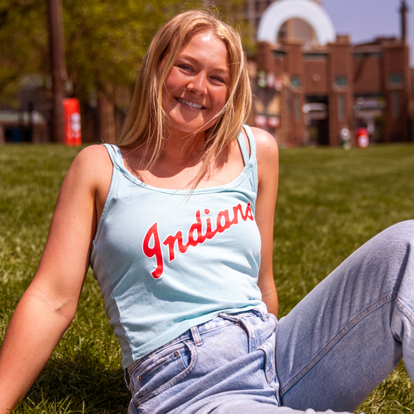 Indianapolis Indians Womens Retro 1970s/80s Cropped Double Strapped Tank Top
