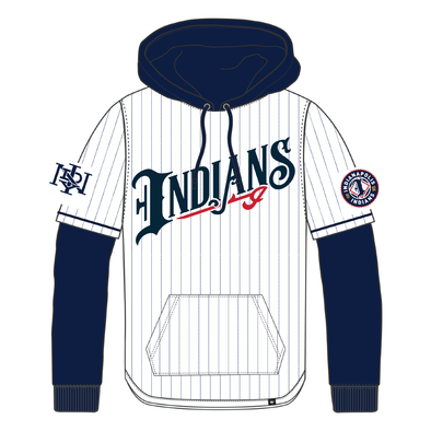 Indianapolis Indians '47 White Pinstripe Double Header Pullover Hood