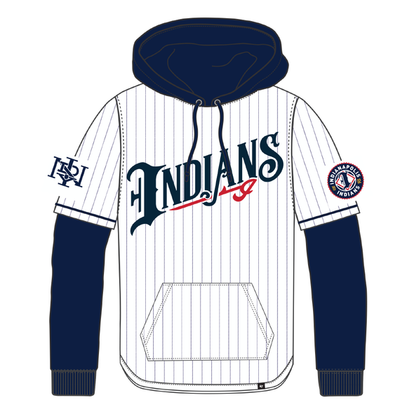 Indianapolis Indians '47 White Pinstripe Double Header Pullover Hood