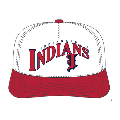Indianapolis Indians '47 Adult White/Red Batting Practice Wave Hitch Adjustable Snapback Cap