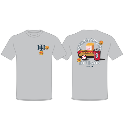 Indianapolis Indians Adult Baseballism Grey Stadium Food Tee