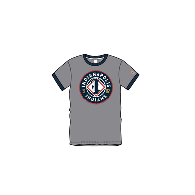 Indianapolis Indians Adult Homage Grey Primary Logo Ringer Tee