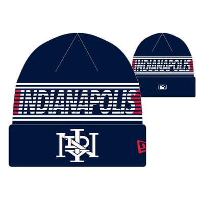 Indianapolis Indians Adult New Era Navy Performance On-Field Beanie Knit Cap
