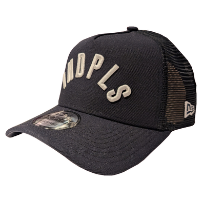 Indianapolis Indians Adult New Era Navy INDPLS Trucker Adjustable Snapback Cap