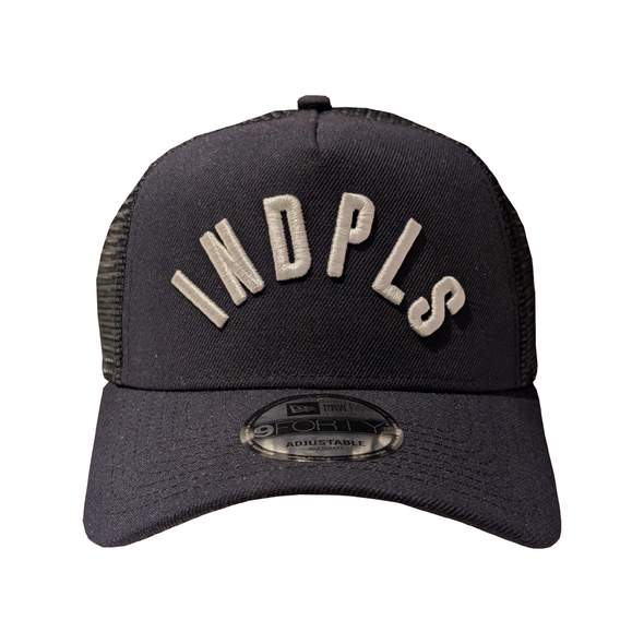 Indianapolis Indians Adult New Era Navy INDPLS Trucker Adjustable Snapback Cap