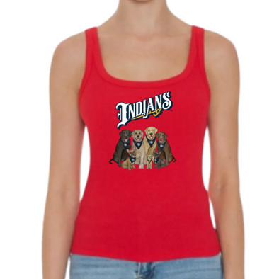 Indianapolis Indians Women's Tiny Turnip Red Dog Fam Tri-Blend Tank Top