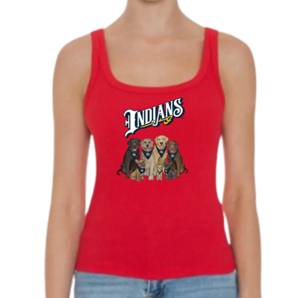 Indianapolis Indians Women's Tiny Turnip Red Dog Fam Tri-Blend Tank Top