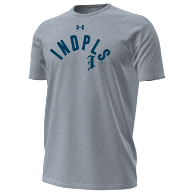 Indianapolis Indians Adult Grey Road Wordmark Under Armour Performance Cotton Short Sleeve Tee