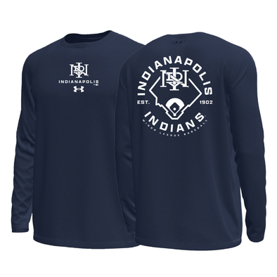 Indianapolis Indians Adult Navy Field Under Armour Motion Tech Long Sleeve Tee
