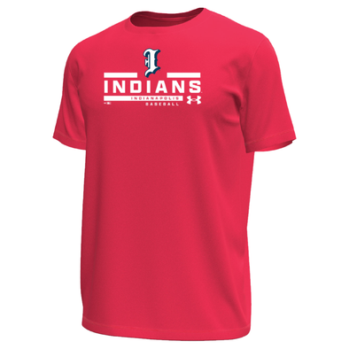 Indianapolis Indians Adult Red BP Logo Under Armour Tech Stretch Short Sleeve Tee